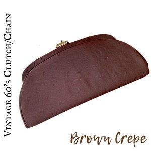 COPY - 👌🏽 Vintage Brown Crepe 60s Clutch/Gold Chain💫
